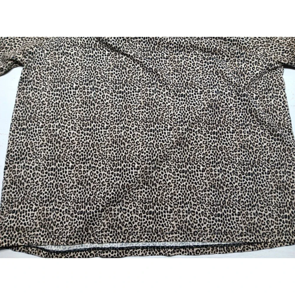 Michael Michael Kors Cheetah Animal Print Blouse Top 3/4 Sleeve Women's  Small